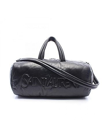 Saint Laurent Yves Saint Laurent Saint Laurent Paris Wide Logo Puffer Boston Bag Handbag Leather Men's Black (view 1)