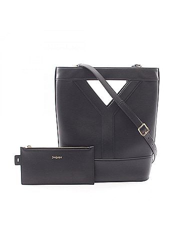 Saint Laurent Yves Saint Laurent Saint Laurent Paris Y Bucket Small 2-Way Handbag, Leather, Women's, Black (808224) (view 1)