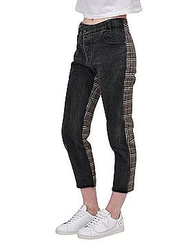Monse Layered Waistband Hybrid Cotton Denim and Plaid Wool Pants (view 1)