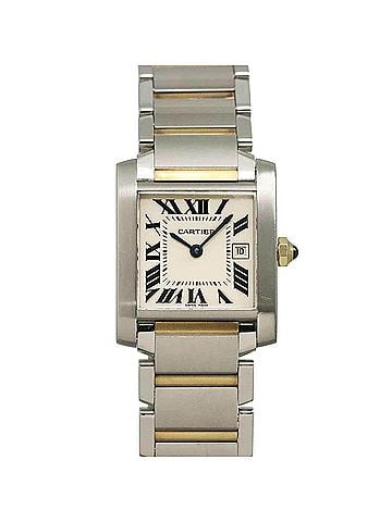 Cartier Cartier Tank Francaise MM Two-Tone W51012Q4 Boys' Watch, Date, Ivory, Yellow Gold (YG), Quartz Watch (view 1)