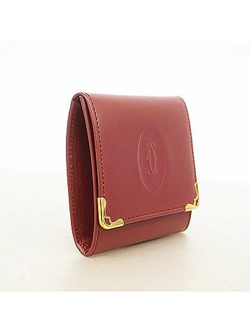 Cartier Cartier Must Leather Wallet/Coin Case, Bordeaux, Men's/Women's, P3493335 (view 2)