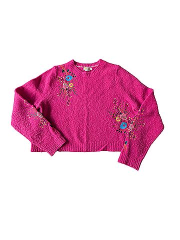 Boden Fluffy Floral Detail Sweater Pullover Sweater (view 1)