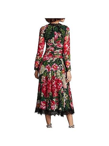 Tadashi Shoji Floral Twist Chiffon Long Sleeve Midi Dress Cocktail Dress (view 2)