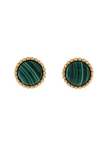 Van Cleef & Arpels Perlée Couleurs Stud Earrings 18K Yellow Gold and Malachite (view 1)