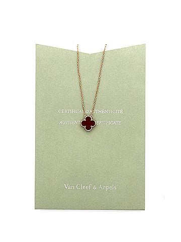 Van Cleef & Arpels Vintage Alhambra Pendant Necklace 18K Yellow Gold and Carnelian (view 2)