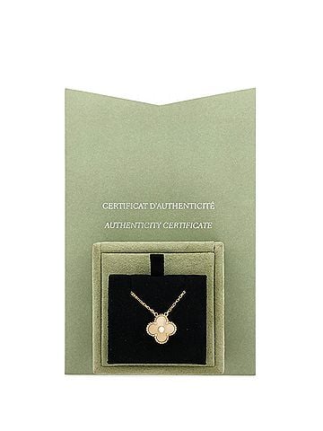 Van Cleef & Arpels Vintage Alhambra Pendant Necklace 18K Yellow Gold and Gold Mother of Pearl with Diamond (view 2)