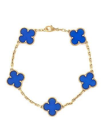 Van Cleef & Arpels Vintage Alhambra 5 Motifs Bracelet 18K Yellow Gold and Agate (view 1)