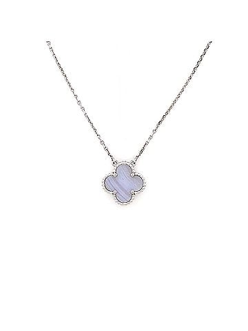 Van Cleef & Arpels Vintage Alhambra Pendant Necklace 18K White Gold and Chalcedony (view 1)