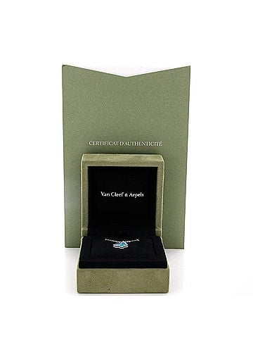 Van Cleef & Arpels Sweet Alhambra Butterfly Pendant Necklace 18K White Gold with Turquoise (view 2)