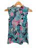 Lilly Pulitzer 100% Polyester White Teal Pink Sleeveless Blouse Size XXS - photo 1