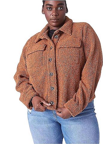 Lane Bryant Teddy Faux Wool Cropped Shacket Jacket (view 1)