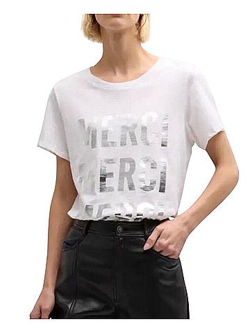 Cinq à Sept ‘Merci’ Foil Graphic Tee Short Sleeve T-Shirt (view 1)