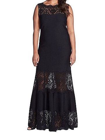 Tadashi Shoji Illusion Lace Pintuck Gown Casual Dress (view 1)