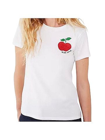 Kate Spade New York Crystal Apple Tee Short Sleeve T-Shirt (view 2)