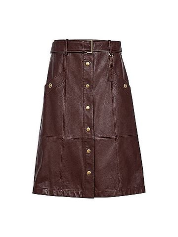 Coach Snap Button Front Leather Skirt (view 1)