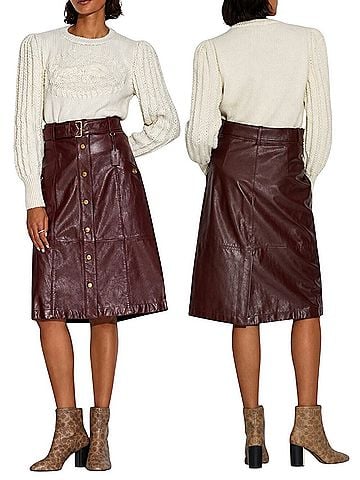 Coach Snap Button Front Leather Skirt (view 2)