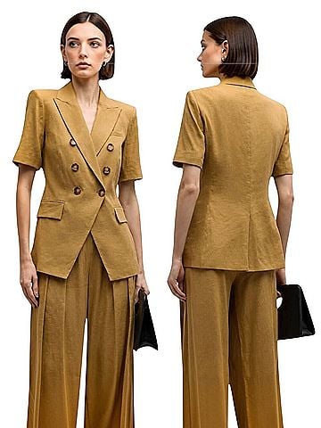 Veronica Beard Atwood Short Sleeve Linen Dickey Blazer (view 2)