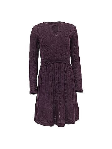Missoni M Missoni Keyhole Mini Dress in Purple Virgin Wool (view 1)