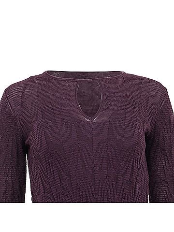 Missoni M Missoni Keyhole Mini Dress in Purple Virgin Wool (view 2)