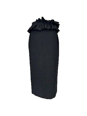 Alexander McQueen Alexander McQueen Ruffled Pencil Skirt in Black Viscose (view 1)