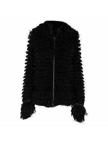 Roberto Cavalli Roberto Cavalli Zip-Up Shearling Jacket in Black Wool (view 1)