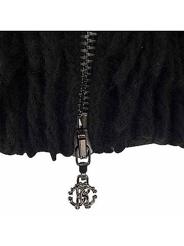 Roberto Cavalli Roberto Cavalli Zip-Up Shearling Jacket in Black Wool (view 2)