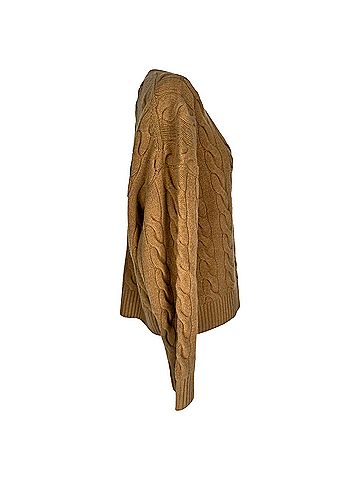 Ralph Lauren Polo Ralph Lauren Cable-Knit V-Neck Sweater in Camel Wool (view 2)