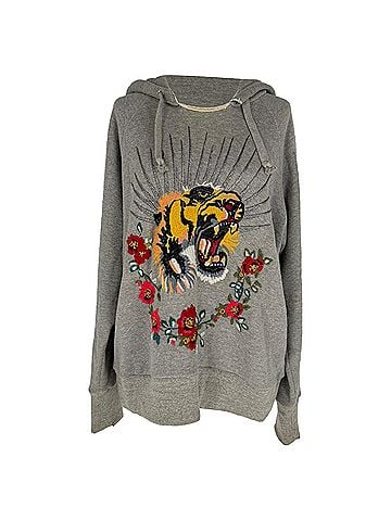 Gucci Gucci Tiger Embroidered Hoodie in Grey Cotton (view 1)