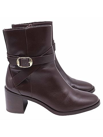 Stuart Weitzman Stuart Weitzman Esme Buckled Ankle Boots in Brown Leather (view 1)