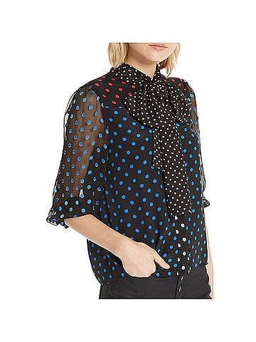 Alice + Olivia Jeannie Bow Neck Long Sleeve T-Shirt (view 2)