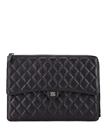 Chanel Flap Zip Clutch Quilted Caviar Large (view 1)