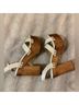 Schutz 100% Leather Brown Ivory Sandals Size 9 - photo 3