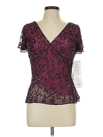 Papell Boutique Evening Papell Boutique Evening Short Sleeve Silk Top (view 1)
