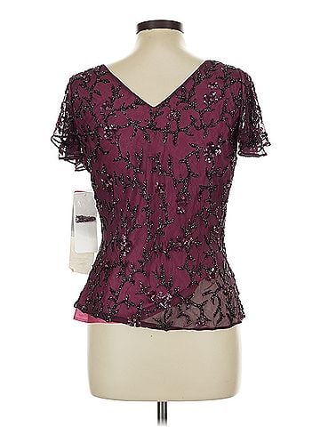 Papell Boutique Evening Papell Boutique Evening Short Sleeve Silk Top (view 2)
