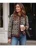 L.L.Bean 100% Merino Floral Black White Red Jacket Size L - photo 6