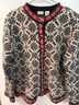 L.L.Bean 100% Merino Floral Black White Red Jacket Size L - photo 5