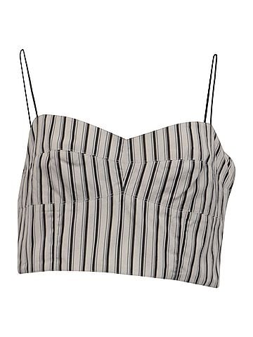 Theory Theory Striped Cropped Bustier Top in White Cotton (view 1)