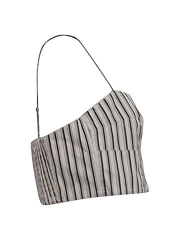 Theory Theory Striped Cropped Bustier Top in White Cotton (view 2)