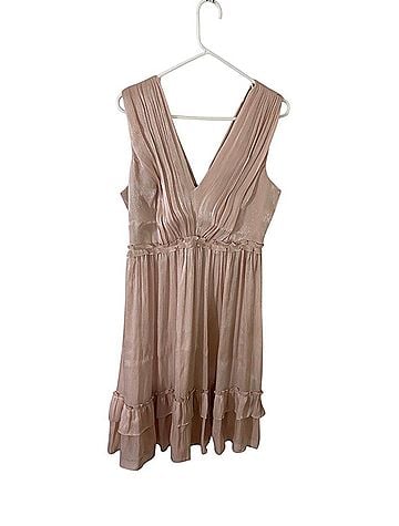 BCBGMAXAZRIA Everett Pink Tierred Midi Cocktail Dress (view 1)