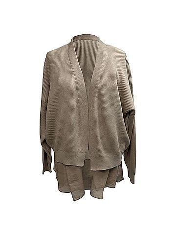 Brunello Cucinelli Brunello Cucinelli Layered Cardigan in Beige Cotton (view 1)