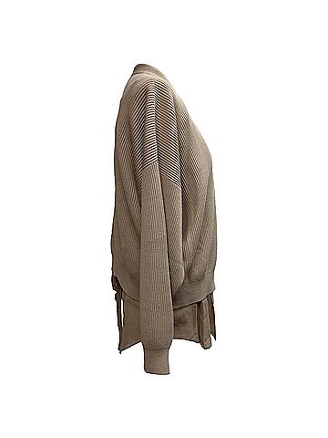 Brunello Cucinelli Brunello Cucinelli Layered Cardigan in Beige Cotton (view 2)