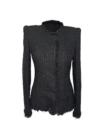 Alexander McQueen Alexander McQueen Mohair Tweed Evening Jacket in Black Polyamide (view 1)