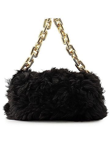 Bottega Veneta Bottega Veneta Shoulder Bag The Chain Pouch Shearling BOTTEGA VENETA Black Handbag (view 1)