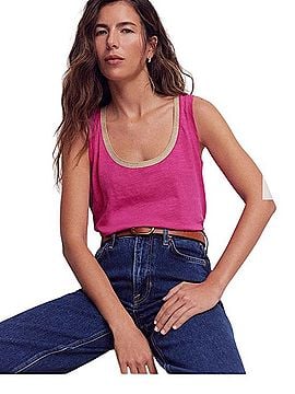 Boden Metallic Trim Scoop Neck Vest Tank Top (view 1)