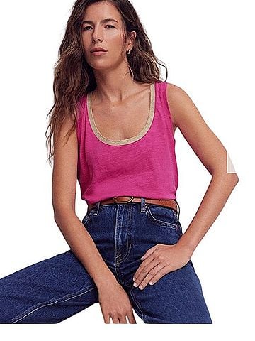 Boden Metallic Trim Scoop Neck Vest Tank Top (view 1)