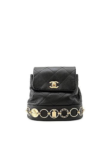 Chanel Chanel Matelassé Backpack with Coco Mark Icon Chain, Leather, AS4275, CHANEL Handbag, Backpack, Black, Women's (view 1)