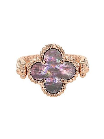 Van Cleef & Arpels Van Cleef &amp; Arpels Alhambra Reversible Ring, Gray Mother-of-Pearl, 1P Diamond (0.04ct), Guilloché, 18K Pink Gold, VCARPGV500. (view 2)
