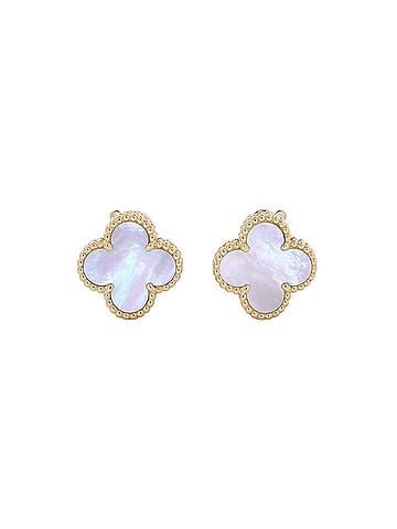 Van Cleef & Arpels Van Cleef &amp; Arpels Alhambra Earrings, Mother-of-Pearl, 18K Yellow Gold (VCARA44100), Alhambra, White Mother-of-Pearl (view 1)