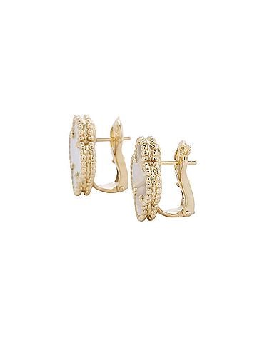 Van Cleef & Arpels Van Cleef &amp; Arpels Alhambra Earrings, Mother-of-Pearl, 18K Yellow Gold (VCARA44100), Alhambra, White Mother-of-Pearl (view 2)