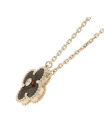 Van Cleef & Arpels Van Cleef &amp; Arpels Alhambra Necklace, Silver Obsidian, 1 Diamond, 18K Pink Gold, VCARP9T000, 2023 Holiday Limited Edition. (view 2)